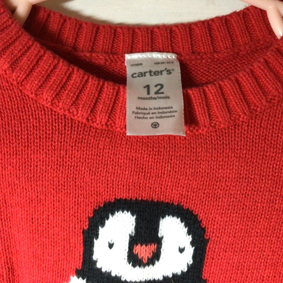 Christmas Penguin Sweater size12 Months by Carters - Picture 2 of 4